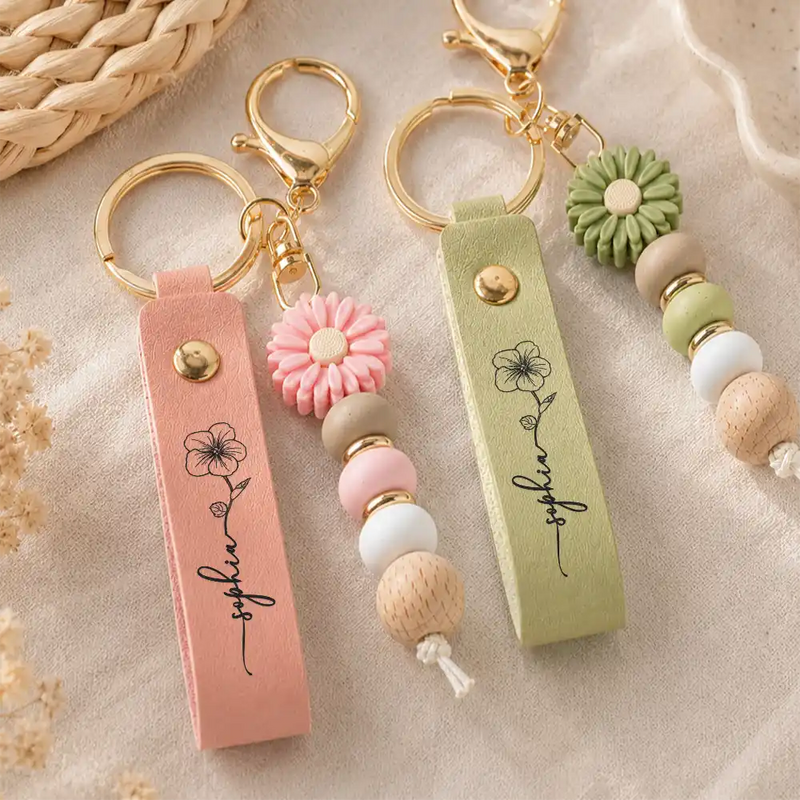 Sentimental, Icon - A True Friendship Is A Journey Without An End - Personalized Leather Beaded Keychain