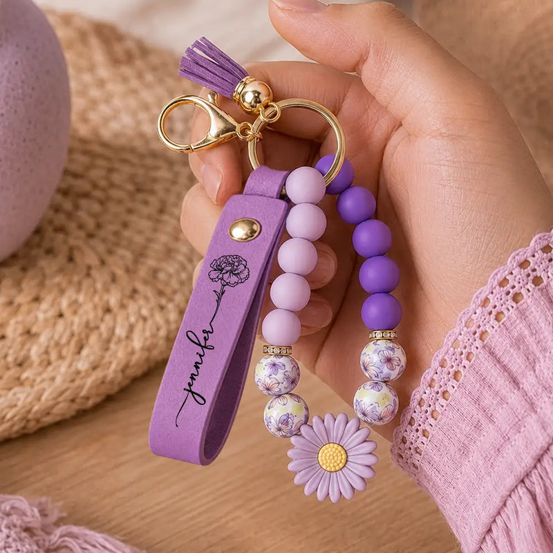 Sentimental, Icon - A True Friendship Is A Journey Without An End - Personalized Leather Beaded Keychain