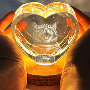 Art Design,Healing,Pet Memorial,Pet Lovers,Memorial,Photo - Pencil Sketch - Dark BG - Custom Photo White Pencil Sketch Art Forever Loved Memorial Dog Cat - Personalized Crystal Heart Shaped Lamp