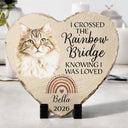 Art Design, Healing, Pet Memorial, Pet Lovers, Memorial, Photo - Watercolor - Remove BG - Custom Photo Realistic Watercolor Art I Crossed The Rainbow Bridge Knowing I Was Loved - Personalized Heart Memorial Garden Stone