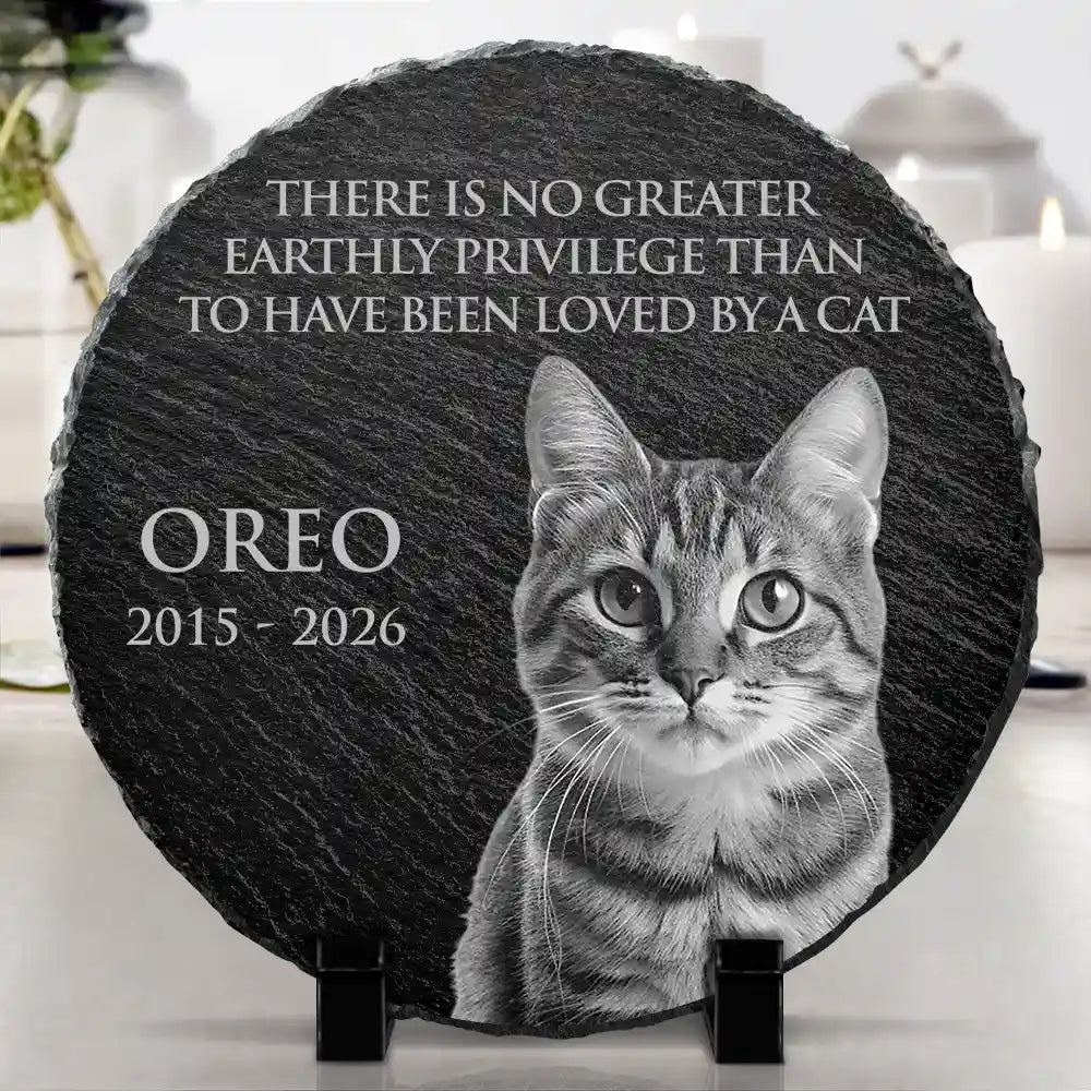 Healing,Custom Photo,Pet Memorial,Pet Lovers,Memorial,Remove BG Photo - Custom Photo There Is No Greater Earthly Privilege Than To Have Been Loved By A Dog - Personalized Circle Memorial Garden Stone