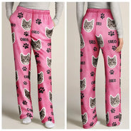 Playful,Custom Photo,Pet Lovers,Cut-Face Photo - Custom Photo Happy Dog Cat Pet - Personalized Pajama Pants