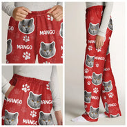 Playful,Custom Photo,Pet Lovers,Cut-Face Photo - Custom Photo Happy Dog Cat Pet - Personalized Pajama Pants