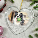 Art Design,Healing,Christmas,Pet Memorial,Pet Lovers,Memorial,Photo - Watercolor - With BG - Custom Photo Watercolor Painting Forever Loved Memorial Dog Cat - Personalized Heart Shaped Glass Ornament