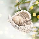 Art Design,Healing,Christmas,Pet Memorial,Pet Lovers,Memorial,Photo - Sleeping Pet Angle Wing - Custom Photo Sleeping Angel Remembrance Memorial Dog Cat Pet - Personalized Custom Shaped Acrylic Ornament