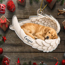 Art Design,Healing,Christmas,Pet Memorial,Pet Lovers,Memorial,Photo - Sleeping Pet Angle Wing - Custom Photo Sleeping Angel Remembrance Memorial Dog Cat Pet - Personalized Custom Shaped Acrylic Ornament