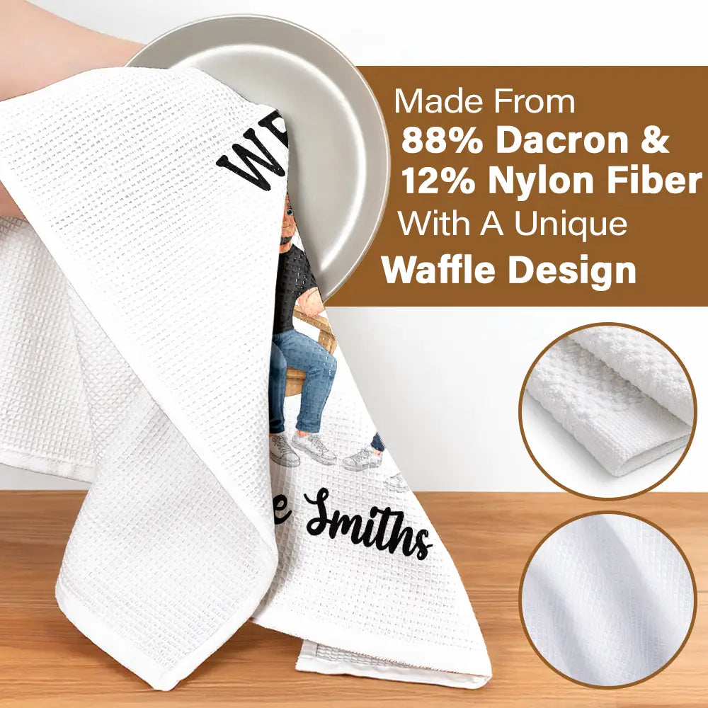 New House, Gift For Couples, Vector, Happy - Welcome New Home Decoration Animate Couple - Personalized Kitchen Towel