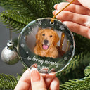 Healing,Christmas,Custom Photo,Pet Memorial,Pet Lovers,Memorial,Upload Full Photo - Custom Photo Forever Loved Memorial Dog Cat - Personalized Circle Glass Ornament