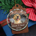 Healing,Christmas,Custom Photo,Pet Memorial,Pet Lovers,Memorial,Upload Full Photo - Custom Photo Forever Loved Memorial Dog Cat - Personalized Circle Glass Ornament