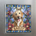 Art Design,Playful,Pet Lovers,Photo - Stained Glass - Custom Photo Stained Glass Portrait Dog Cat Family - Personalized Acrylic Magnet