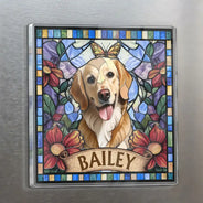 Art Design,Playful,Pet Lovers,Photo - Stained Glass - Custom Photo Stained Glass Portrait Dog Cat Family - Personalized Acrylic Magnet