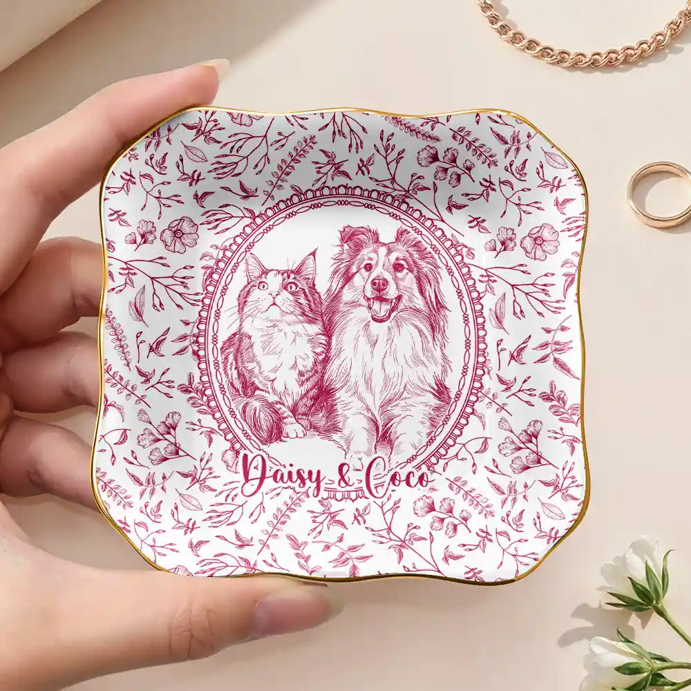 Art Design,Cozy,Pet Lovers,Photo - Pencil Sketch - Remove BG - Custom Photo Pencil Sketch Dog Cat Pet Portrait Toile Remembrance - Personalized Ring Dish