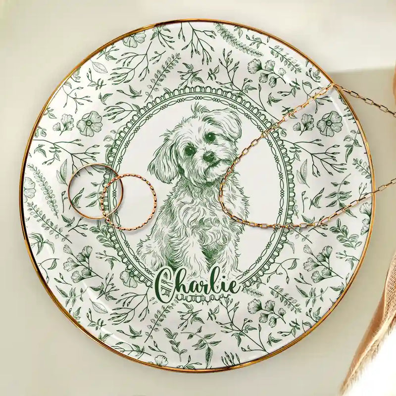Art Design,Cozy,Pet Lovers,Photo - Pencil Sketch - Remove BG - Custom Photo Pencil Sketch Dog Cat Pet Portrait Toile Remembrance - Personalized Ring Dish