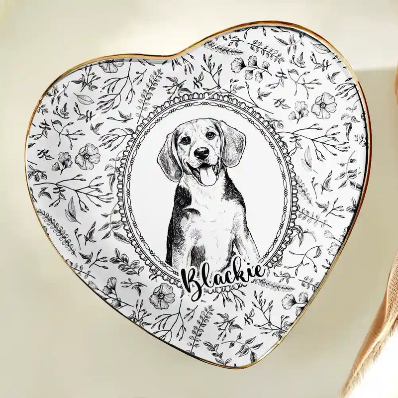 Art Design,Cozy,Pet Lovers,Photo - Pencil Sketch - Remove BG - Custom Photo Pencil Sketch Dog Cat Pet Portrait Toile Remembrance - Personalized Ring Dish