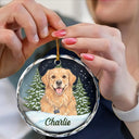 Art Design,Christmas,Cozy,Pet Lovers,Photo - Colored Pencil  - Custom Photo Colored Pencil Sketch Dog Cat Pet - Personalized Circle Glass Ornament