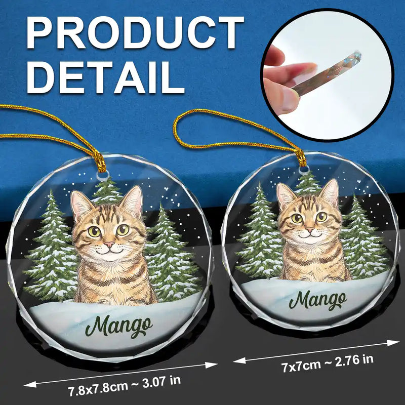Art Design,Christmas,Cozy,Pet Lovers,Photo - Colored Pencil  - Custom Photo Colored Pencil Sketch Dog Cat Pet - Personalized Circle Glass Ornament