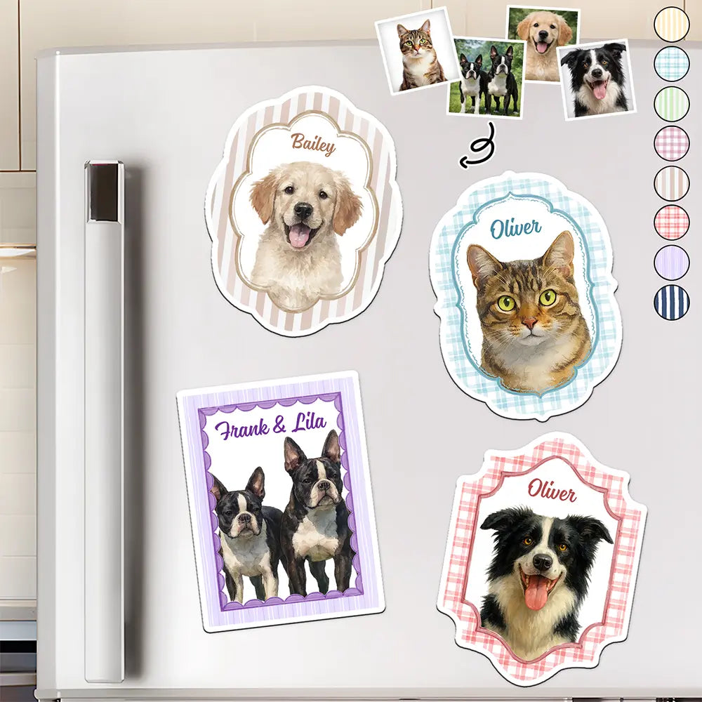 Custom Photo Realistic Watercolor Art Dog Cat Pet Baby Portrait Vintage - Personalized Magnet