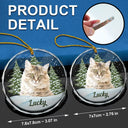 Art Design, Christmas, Cozy, Pet Lovers, Photo - Watercolor - Remove BG - Custom Photo Realistic Watercolor Art Dog Cat Pet - Personalized Circle Glass Ornament