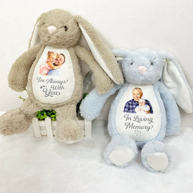 Parents, Art Design, Memorial Loved One, Healing, Memorial, Photo - Watercolor - Remove BG - Custom Photo Realistic Watercolor Art A Cuddle From Heaven Memorial - Personalized Soft Toy Bunny