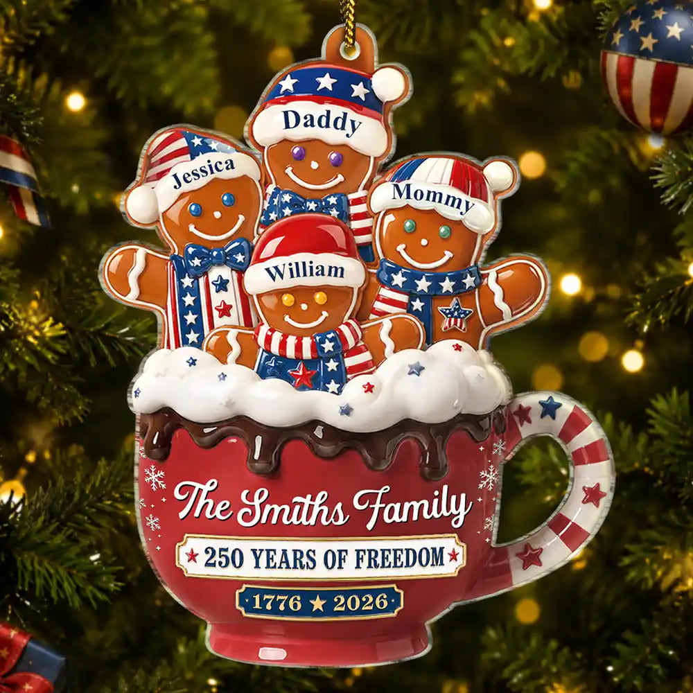 Gingerbread Cup 250 Years Of Freedom - Personalized Custom Shaped Acrylic Ornament