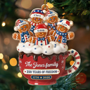Independence Day,America 250th,Christmas,Proud,Family,Icon - Gingerbread Cup 250 Years Of Freedom - Personalized Custom Shaped Acrylic Ornament