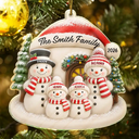 Family, Icon, Happy - Snowman Family Home - Personalized Custom Shaped Acrylic Ornament
