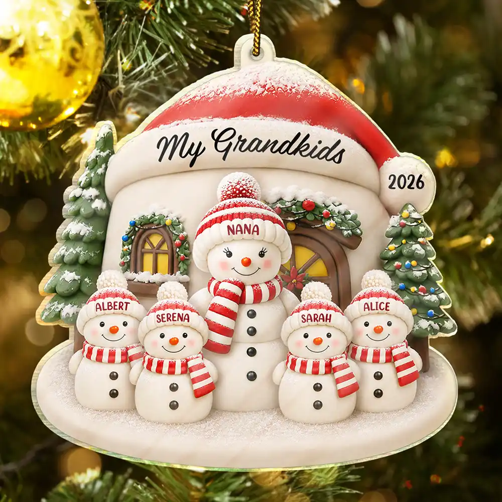 Family, Icon, Happy - Snowman Family Home - Personalized Custom Shaped Acrylic Ornament