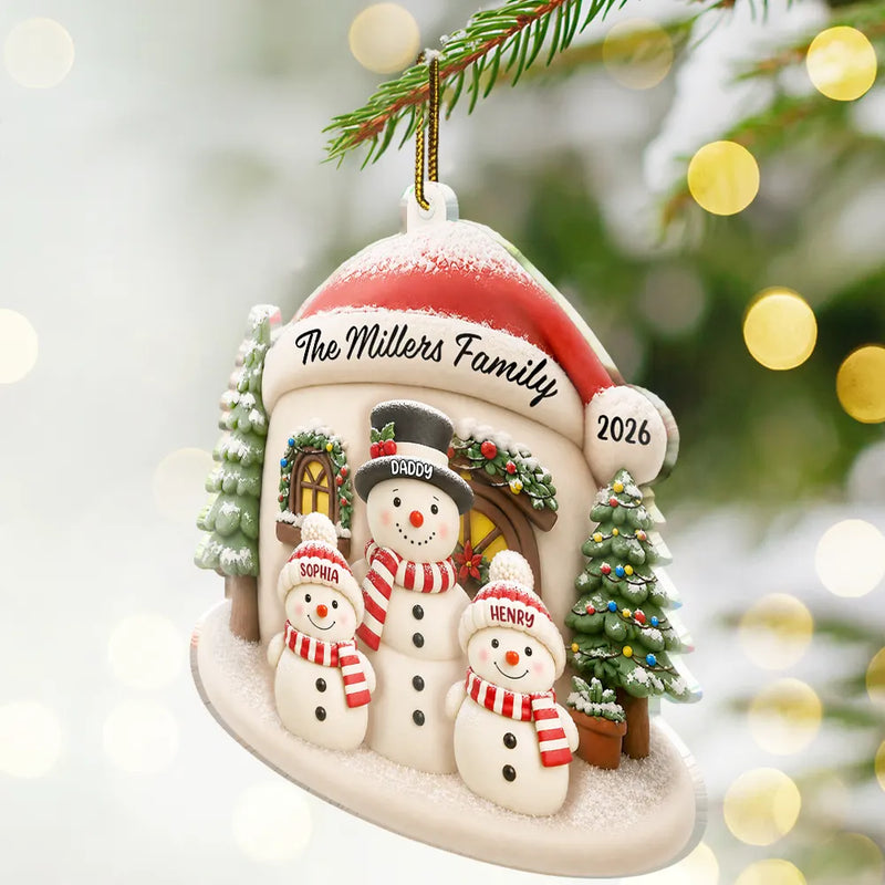 Family, Icon, Happy - Snowman Family Home - Personalized Custom Shaped Acrylic Ornament