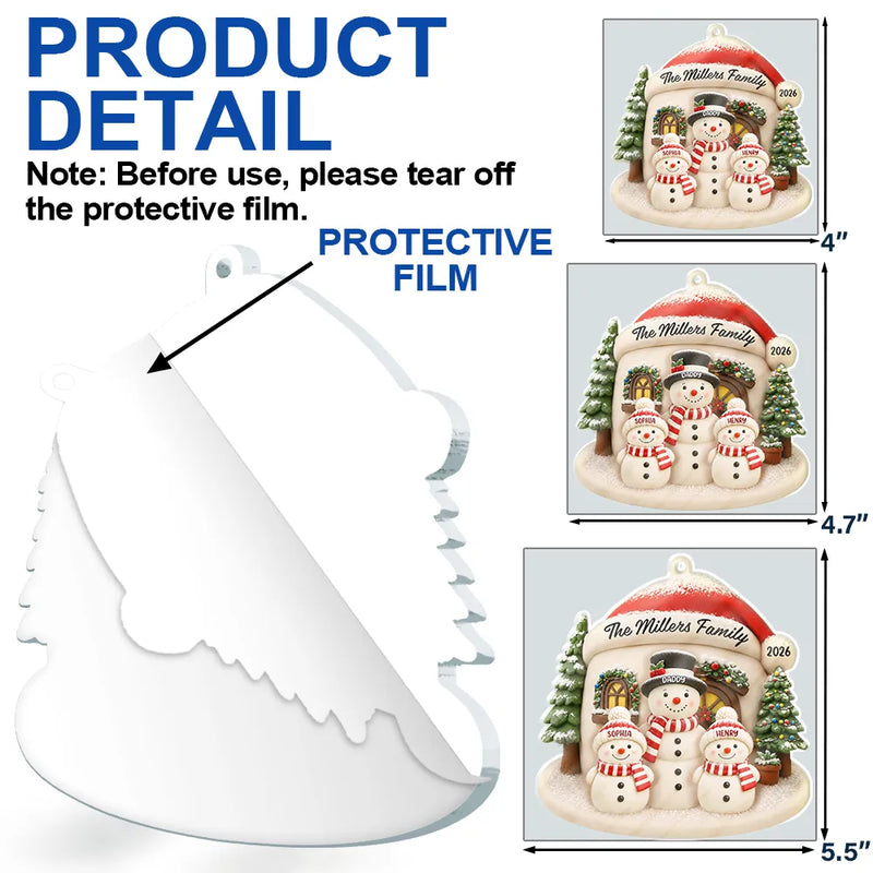 Family, Icon, Happy - Snowman Family Home - Personalized Custom Shaped Acrylic Ornament