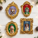 Art Design,Playful,Christmas,Pet Lovers,Photo - Christmas Accessories 3D Cartoon Pet - Custom Photo 3D Christmas Themed Pet Happy Dog Cat Pet - Personalized Ornate Frame