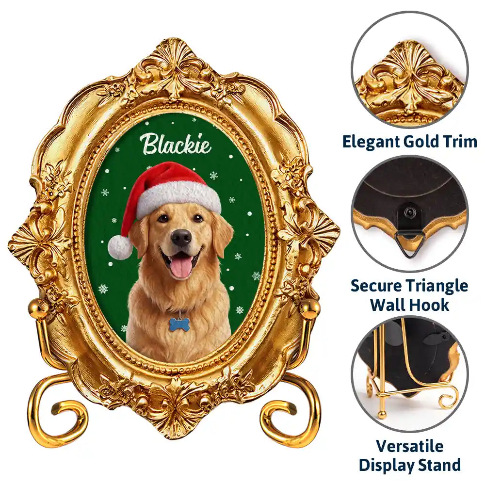 Art Design,Playful,Christmas,Pet Lovers,Photo - Christmas Accessories 3D Cartoon Pet - Custom Photo 3D Christmas Themed Pet Happy Dog Cat Pet - Personalized Ornate Frame