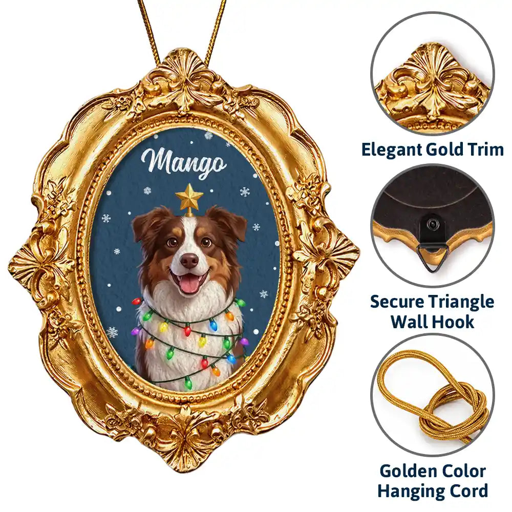 Art Design,Playful,Christmas,Pet Lovers,Photo - Christmas Accessories 3D Cartoon Pet - Custom Photo 3D Christmas Themed Pet Happy Dog Cat Pet - Personalized Ornate Frame