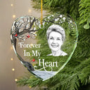 Art Design,Memorial Loved One,Healing,Christmas,Family,Memorial,Photo - Pencil Sketch - White BG - Custom Photo Pencil Sketch Art I'm Always With You Memorial - Personalized Heart Shaped Glass Ornament