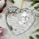 Art Design,Memorial Loved One,Healing,Christmas,Family,Memorial,Photo - Pencil Sketch - White BG - Custom Photo Pencil Sketch Art I'm Always With You Memorial - Personalized Heart Shaped Glass Ornament