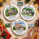 Art Design,Christmas,Gift For Couples,Photo - Vivid Watercolor Art,Happy - Custom Photo Vivid Watercolor Art Our New Home Wedding Gift Husband Wife - Personalized Circle Ceramic Ornament