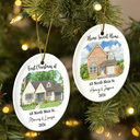 Art Design,Christmas,Gift For Couples,Photo - Vivid Watercolor Art,Happy - Custom Photo Vivid Watercolor Art Our New Home Wedding Gift Husband Wife - Personalized Circle Ceramic Ornament