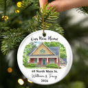 Art Design,Christmas,Gift For Couples,Photo - Vivid Watercolor Art,Happy - Custom Photo Vivid Watercolor Art Our New Home Wedding Gift Husband Wife - Personalized Circle Ceramic Ornament