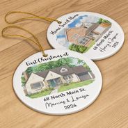 Art Design,Christmas,Gift For Couples,Photo - Vivid Watercolor Art,Happy - Custom Photo Vivid Watercolor Art Our New Home Wedding Gift Husband Wife - Personalized Circle Ceramic Ornament