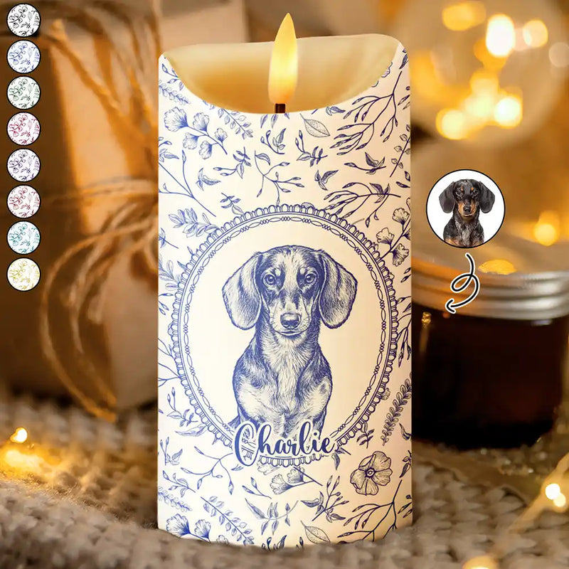 Art Design,Healing,Pet Memorial,Pet Lovers,Memorial,Photo - Pencil Sketch - Remove BG - Custom Photo Pencil Sketch Dog Cat Pet Portrait Toile Remembrance - Personalized Flameless LED Candle