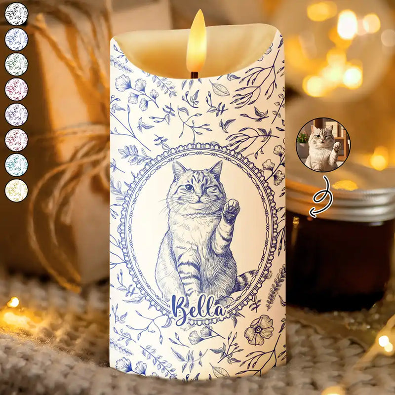 Art Design,Healing,Pet Memorial,Pet Lovers,Memorial,Photo - Pencil Sketch - Remove BG - Custom Photo Pencil Sketch Dog Cat Pet Portrait Toile Remembrance - Personalized Flameless LED Candle