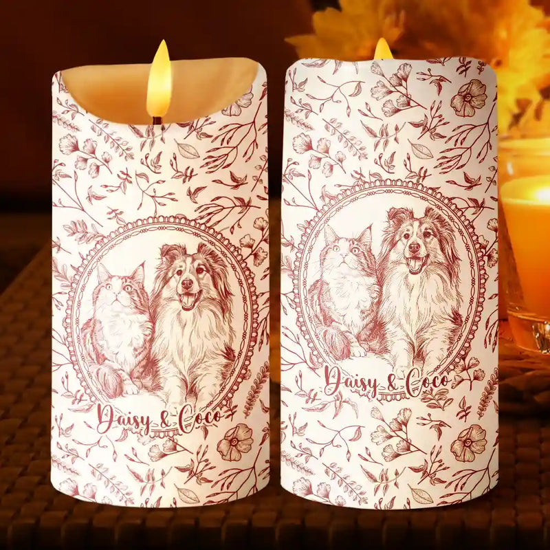 Art Design,Healing,Pet Memorial,Pet Lovers,Memorial,Photo - Pencil Sketch - Remove BG - Custom Photo Pencil Sketch Dog Cat Pet Portrait Toile Remembrance - Personalized Flameless LED Candle
