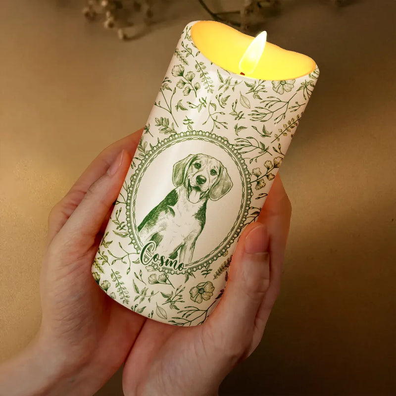 Art Design,Healing,Pet Memorial,Pet Lovers,Memorial,Photo - Pencil Sketch - Remove BG - Custom Photo Pencil Sketch Dog Cat Pet Portrait Toile Remembrance - Personalized Flameless LED Candle