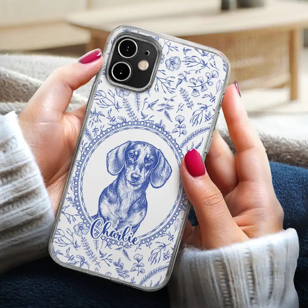 Art Design,Healing,Pet Memorial,Pet Lovers,Memorial,Photo - Pencil Sketch - Remove BG - Custom Photo Pencil Sketch Dog Cat Pet Portrait Toile Remembrance - Personalized Clear Phone Case