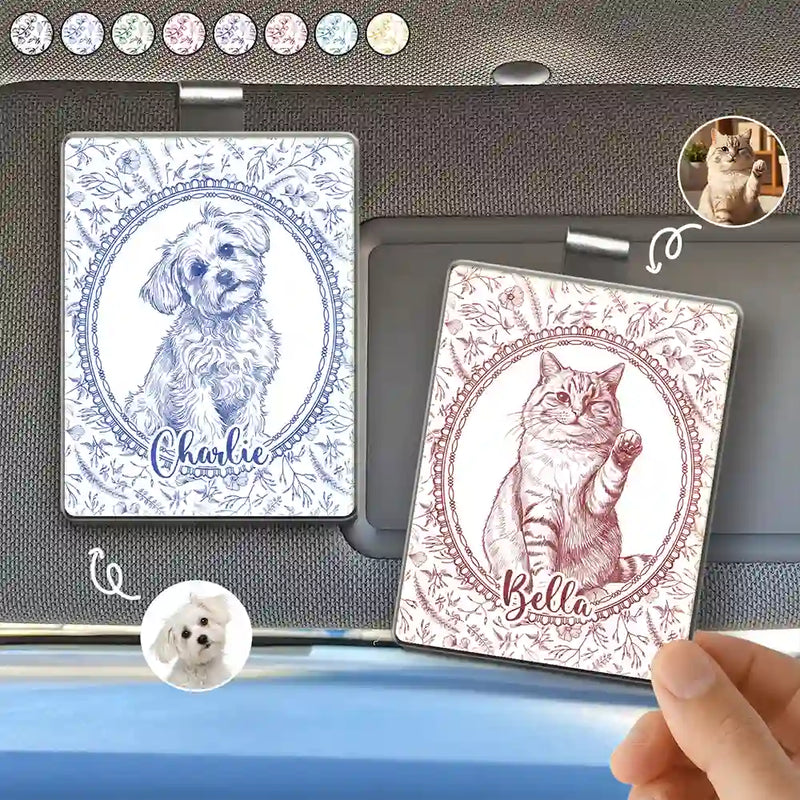 Art Design,Healing,Pet Memorial,Pet Lovers,Memorial,Photo - Pencil Sketch - Remove BG - Custom Photo Pencil Sketch Dog Cat Pet Portrait Toile Remembrance - Personalized Custom Shaped Acrylic Car Visor Clip