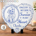 Art Design,Healing,Pet Memorial,Pet Lovers,Memorial,Photo - Pencil Sketch - Remove BG - Custom Photo Pencil Sketch Once By My Side Forever In My Heart - Personalized Heart Memorial Garden Stone