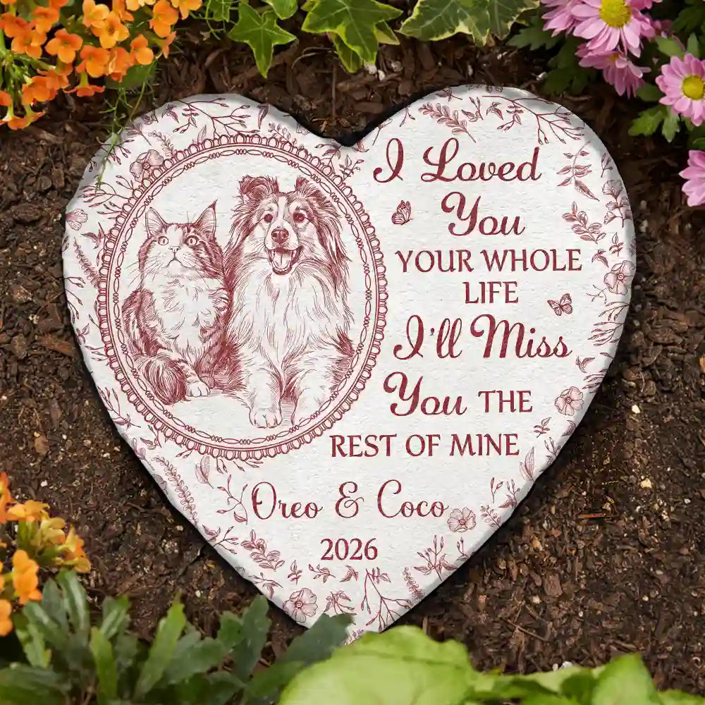Art Design,Healing,Pet Memorial,Pet Lovers,Memorial,Photo - Pencil Sketch - Remove BG - Custom Photo Pencil Sketch Once By My Side Forever In My Heart - Personalized Heart Memorial Garden Stone