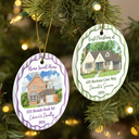 Art Design,Christmas,Family,Photo - Vivid Watercolor Art,Happy - Custom Photo Vivid Watercolor Art Our New Home Wedding Gift Husband Wife Stripe - Personalized Circle Ceramic Ornament