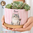Art Design,Playful,Pet Lovers,Photo - Vivid Watercolor Art - Custom Photo Vivid Watercolor Art Happy Dog Cat Pet Stripe - Personalized Plant Pot