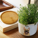 Art Design,Playful,Pet Lovers,Photo - Vivid Watercolor Art - Custom Photo Vivid Watercolor Art Happy Dog Cat Pet Stripe - Personalized Plant Pot