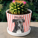 Art Design,Playful,Pet Lovers,Photo - Vivid Watercolor Art - Custom Photo Vivid Watercolor Art Happy Dog Cat Pet Stripe - Personalized Plant Pot